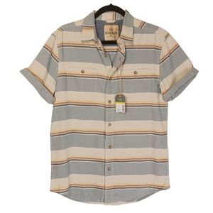 OUTDOOR LIFE Blue Cream Yellow Plaid Short Sleeve Roll Tab Twill Trooper Shirt S